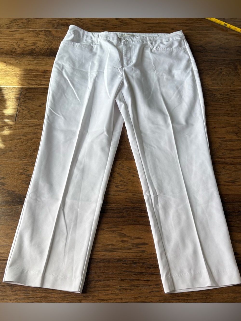 CJ Banks White Straight-Leg Women's Trousers